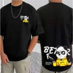 Generic Men's Casual Cotton Blend Printed Round Neck Half Sleeve T-Shirt (Black) - Image 3