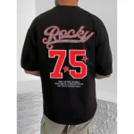 Generic Men's Casual Cotton Blend Printed Round Neck Half Sleeve T-Shirt (Black) - Image 4