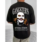 Generic Men's Casual Cotton Blend Printed Round Neck Half Sleeve T-Shirt (Black) - Image 4