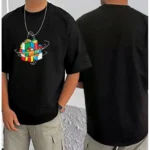 Generic Men's Casual Cotton Blend Printed Round Neck Half Sleeve T-Shirt (Black) - Image 3