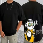 Generic Men's Casual Cotton Blend Printed Round Neck Half Sleeve T-Shirt (Black) - Image 3