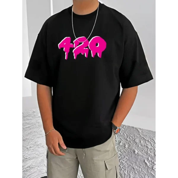 Men's Black Printed Cotton Blend Half Sleeve T-Shirt