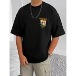 Black Cotton Blend Half Sleeve T-Shirt for Men with Print