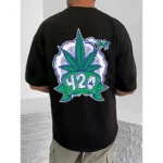 Generic Men's Casual Cotton Blend Printed Round Neck Half Sleeve T-Shirt (Black) - Image 4