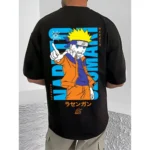 Generic Men's Casual Cotton Blend Printed Round Neck Half Sleeve T-Shirt (Black) - Image 4