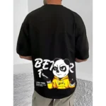 Generic Men's Casual Cotton Blend Printed Round Neck Half Sleeve T-Shirt (Black) - Image 4