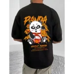 Generic Men's Casual Cotton Blend Printed Round Neck Half Sleeve T-Shirt (Black) - Image 4