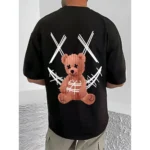 Generic Men's Casual Cotton Blend Printed Round Neck Half Sleeve T-Shirt (Black) - Image 4