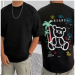 Generic Men's Casual Cotton Blend Printed Round Neck Half Sleeve T-Shirt (Black) - Image 3