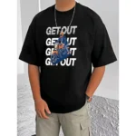 Men's Black Cotton Blend Printed Round Neck T-Shirt