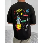 Generic Men's Casual Cotton Blend Printed Round Neck Half Sleeve T-Shirt (Black) - Image 4