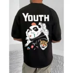 Generic Men's Casual Cotton Blend Printed Round Neck Half Sleeve T-Shirt (Black) - Image 4