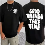 Generic Men's Casual Cotton Blend Printed Round Neck Half Sleeve T-Shirt (Black) - Image 3