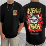 Generic Men's Casual Cotton Blend Printed Round Neck Half Sleeve T-Shirt (Black) - Image 3