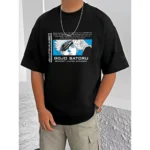 Men's Black Printed Cotton Blend Half Sleeve T-Shirt
