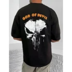 Generic Men's Casual Cotton Blend Printed Round Neck Half Sleeve T-Shirt (Black) - Image 4