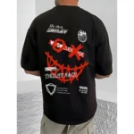 Generic Men's Casual Cotton Blend Printed Round Neck Half Sleeve T-Shirt (Black) - Image 4