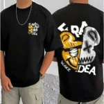 Generic Men's Casual Cotton Blend Printed Round Neck Half Sleeve T-Shirt (Black) - Image 3