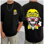 Generic Men's Casual Cotton Blend Printed Round Neck Half Sleeve T-Shirt (Black) - Image 3