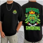 Generic Men's Casual Cotton Blend Printed Round Neck Half Sleeve T-Shirt (Black) - Image 4