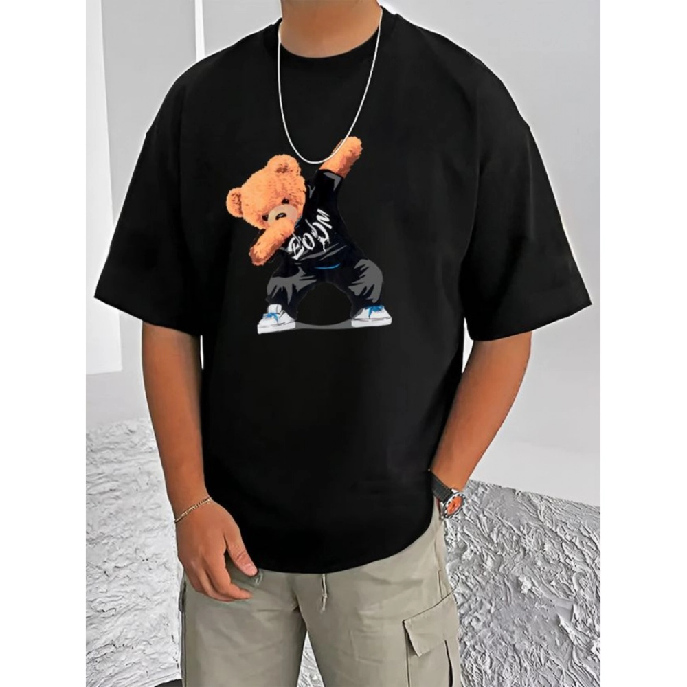 54520980794_a8804f7fcf_o_d-1000x1000-1.webp Generic Men's Casual Cotton Blend Printed Round Neck Half Sleeve T-Shirt (Black) - Image 1