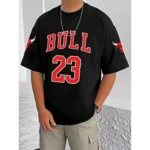 Men's Black Printed Half Sleeve Round Neck T-Shirt