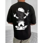 Generic Men's Casual Cotton Blend Printed Round Neck Half Sleeve T-Shirt (Black) - Image 4