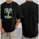 Generic Men's Casual Cotton Blend Printed Round Neck Half Sleeve T-Shirt (Black) - Image 3