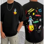 Generic Men's Casual Cotton Blend Printed Round Neck Half Sleeve T-Shirt (Black) - Image 3