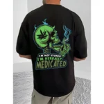 Generic Men's Casual Cotton Blend Printed Round Neck Half Sleeve T-Shirt (Black) - Image 4