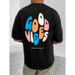 Generic Men's Casual Cotton Blend Printed Round Neck Half Sleeve T-Shirt (Black) - Image 4