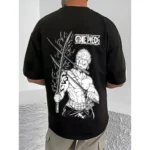 Generic Men's Casual Cotton Blend Printed Round Neck Half Sleeve T-Shirt (Black) - Image 4