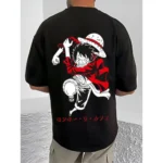 Generic Men's Casual Cotton Blend Printed Round Neck Half Sleeve T-Shirt (Black) - Image 4