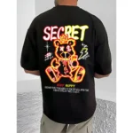 Generic Men's Casual Cotton Blend Printed Round Neck Half Sleeve T-Shirt (Black) - Image 4