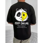 Generic Men's Casual Cotton Blend Printed Round Neck Half Sleeve T-Shirt (Black) - Image 4