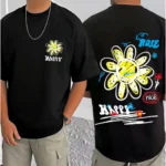 Generic Men's Casual Cotton Blend Printed Round Neck Half Sleeve T-Shirt (Black) - Image 3