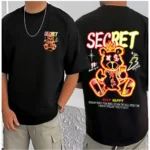 Generic Men's Casual Cotton Blend Printed Round Neck Half Sleeve T-Shirt (Black) - Image 3