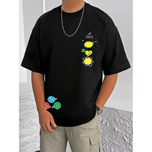 Men's Printed Black T-Shirt