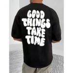 Generic Men's Casual Cotton Blend Printed Round Neck Half Sleeve T-Shirt (Black) - Image 4