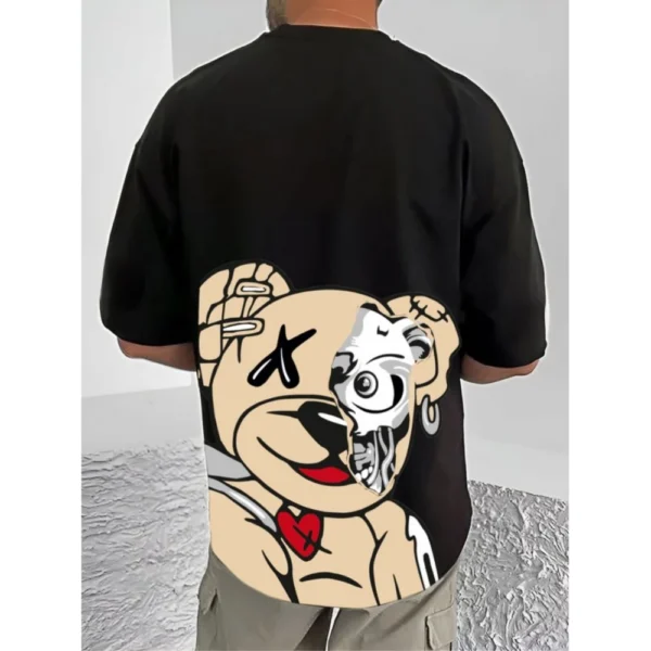 NariHaat Men's Black Cotton Blend Printed Round Neck Half Sleeve T-Shirt