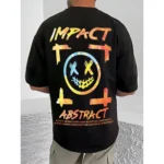 Generic Men's Casual Cotton Blend Printed Round Neck Half Sleeve T-Shirt (Black) - Image 4