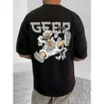 Generic Men's Casual Cotton Blend Printed Round Neck Half Sleeve T-Shirt (Black) - Image 4