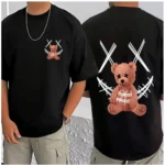 Generic Men's Casual Cotton Blend Printed Round Neck Half Sleeve T-Shirt (Black) - Image 3