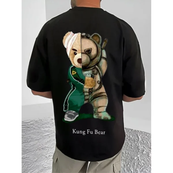 Men's Black Cotton Blend Printed Round Neck Half Sleeve T-Shirt