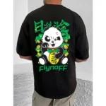 Black Men's Casual Cotton Blend Printed Half Sleeve T-Shirt