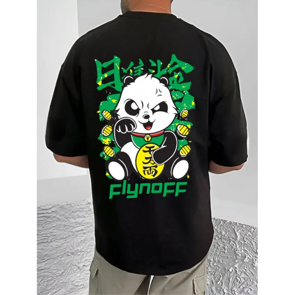 Black Men's Casual Cotton Blend Printed Half Sleeve T-Shirt