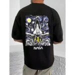 Generic Men's Casual Cotton Blend Printed Round Neck Half Sleeve T-Shirt (Black) - Image 4