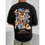 Black Men's Casual Cotton Blend Printed Half Sleeve T-Shirt