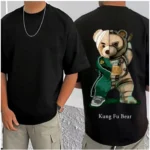 Generic Men's Casual Cotton Blend Printed Round Neck Half Sleeve T-Shirt (Black) - Image 3