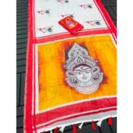 Elegant White Linen Digital Print Saree with Unstitched Blouse